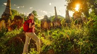 Pagoden in Myanmar Ein Mann läuft auf die Pagoden in Myanmar zu