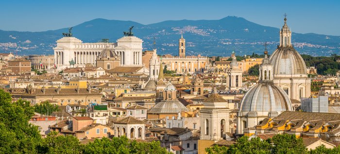 Erhöhte Ansicht über die Gebäude von Rom