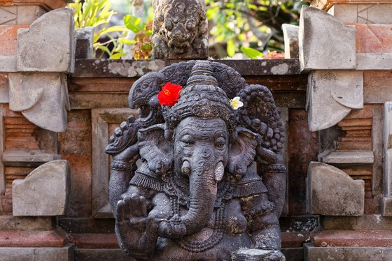 Ganesha Statue auf Bali in Indonesien Nahaufnahme einer Steinstatue