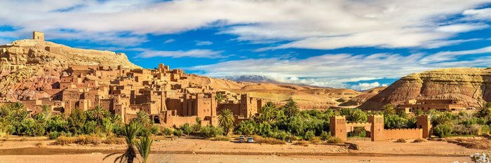 Das UNESCO-Weltkulturerbe Aït-Ben-Haddou in der Panoramasicht