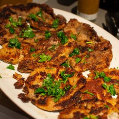 Pilz-Schnitzel aus dem Parasolpilz.