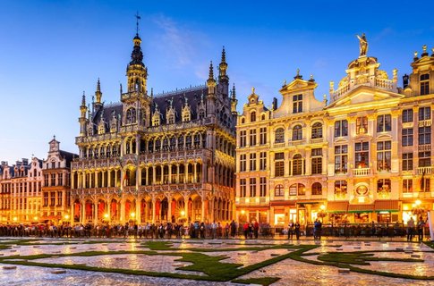 Ausblick auf den Grote Markt in Brüssel Belgien am Abend