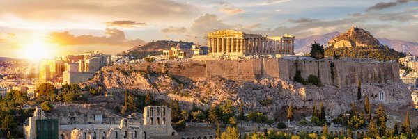 Die Akropolis von Athen, Griechenland, mit dem Parthenon-Tempel bei Sonnenuntergang