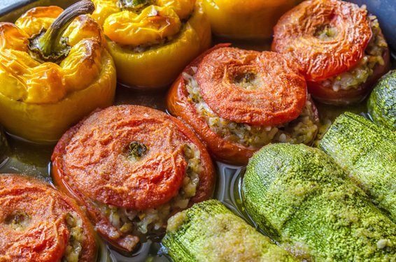 Paprika, Tomaten und Zucchini gebacken