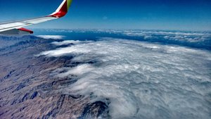 Blick aus dem Flugzeug auf Santo Antao