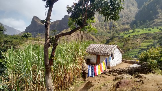 Das Paúl Tal auf Santo Antao Kleines, altes Haus im grünen Paúl Tal