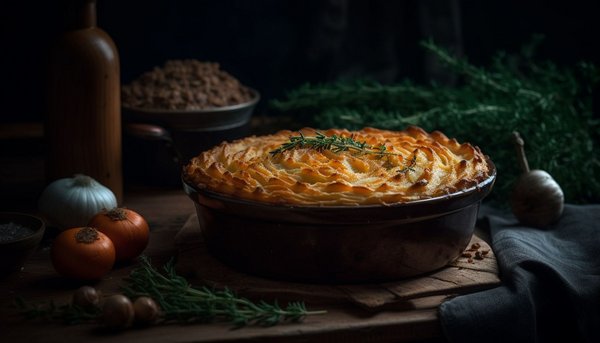 Sheperd's Pie ordentlich drapiert mit Deko