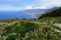 Blick von einer Anhöhe auf das Golftal und das Meer