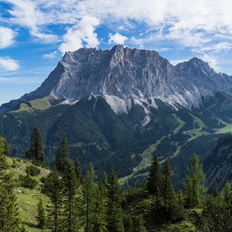 Panorama mit Blick auf die Südseite der Zugspitze