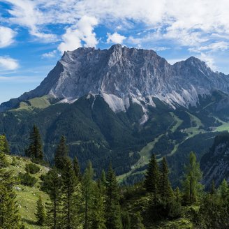 Panorama mit Blick auf die Südseite der Zugspitze