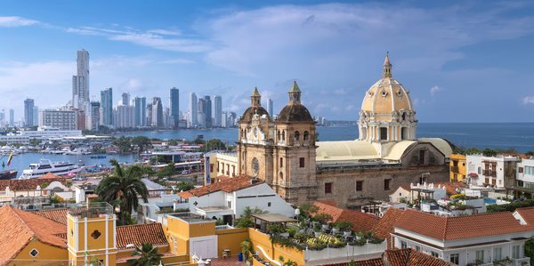 Panoramaaufnahme auf die Stadt Cartagena de Indias