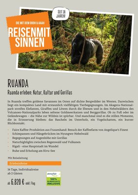 Poster zum Download: Individualreise "Ruanda erleben: Natur, Kultur und Gorillas"