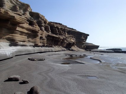 Steinige Landschaft am Meer von Sao Nicolau