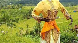 Figur im Feld Eine Figur am Feldrand mit dem großen Feld im Hintergrund