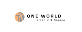 Logo ONE WORLD Abbildung des orange-grauen Logos von ONE WORLD.
