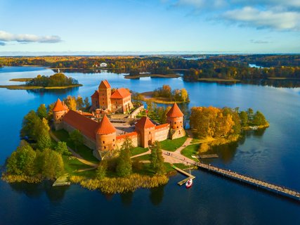 Wasserburg Trakai aus der Vogelperspektive