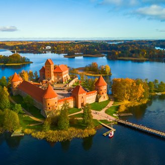 Wasserburg Trakai aus der Vogelperspektive