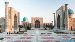 Der Registan-Platz in Samarkand Ein großer Platz in Samarkand