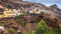 Bunte Häuser im Dorf Fontainhas auf Santo Antão