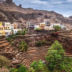 Bunte Häuser im Dorf Fontainhas auf Santo Antão